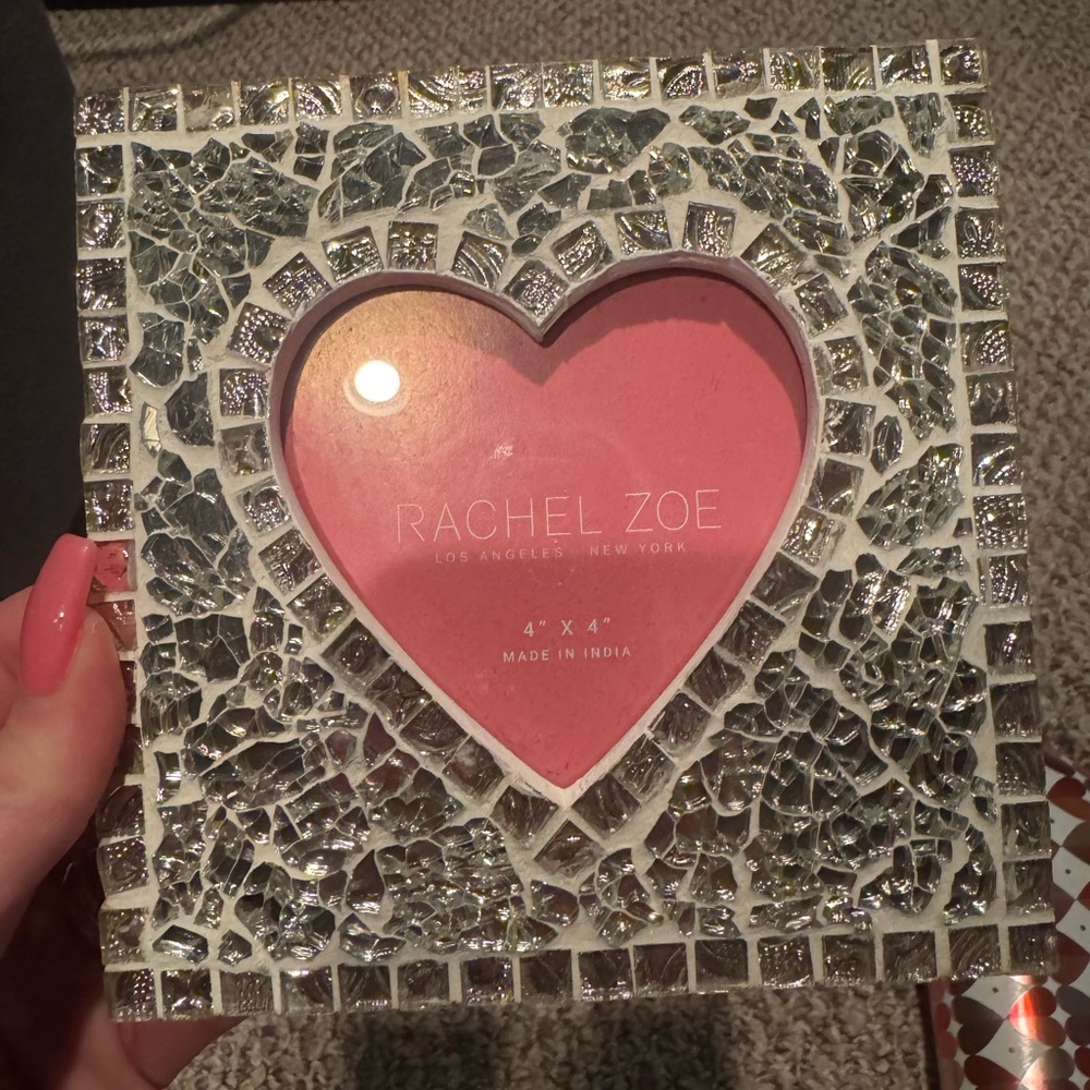 Rachel Zoe Silver Cracked Glass 4x4 Heart Frame